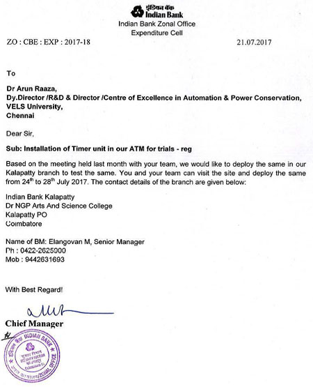 Order Copy from Indian Bank